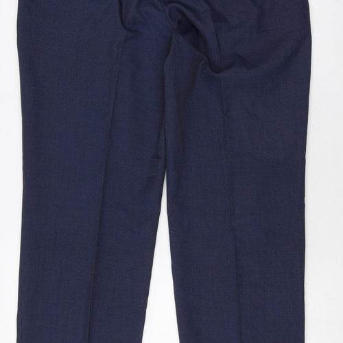 Marks and Spencer Mens Blue Polyester Trousers Size 34 in Regular Zip
