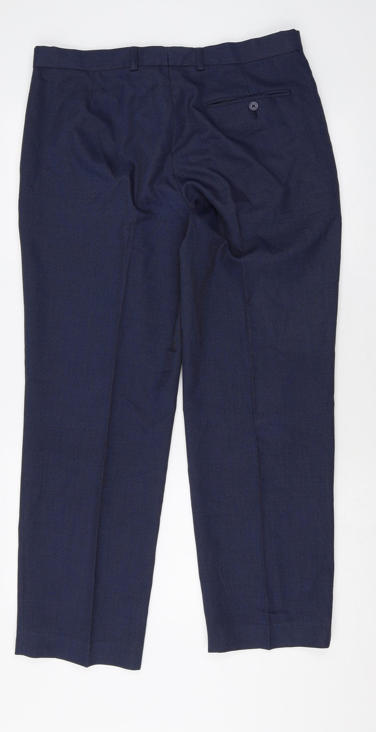 Marks and Spencer Mens Blue Polyester Trousers Size 34 in Regular Zip