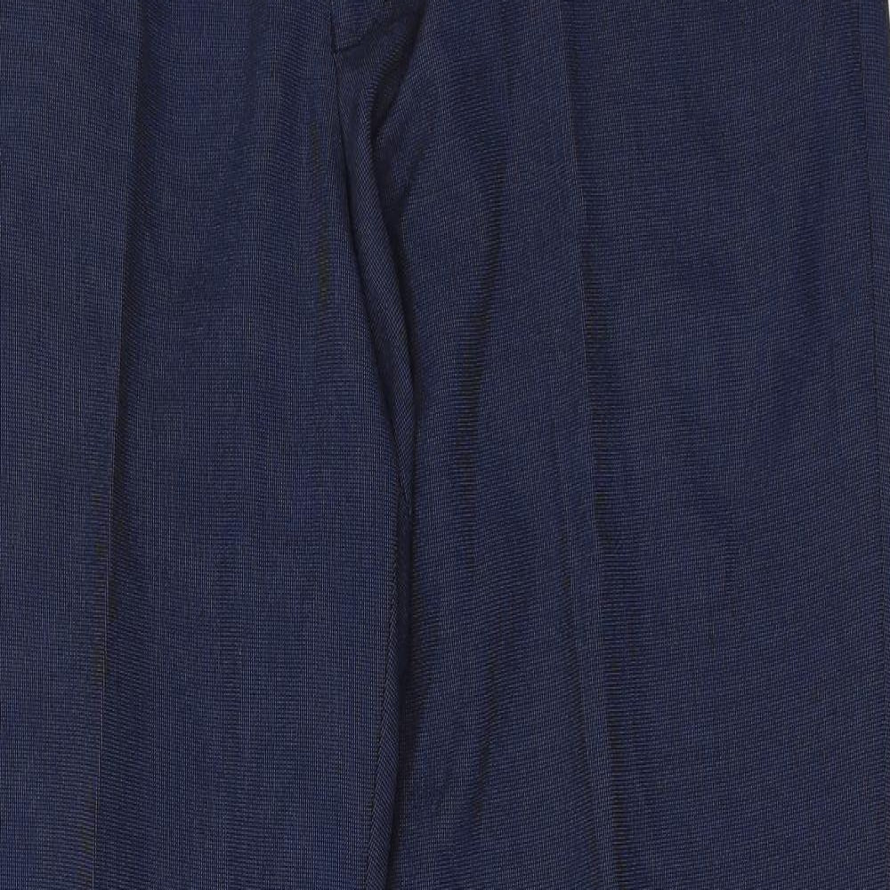 Marks and Spencer Mens Blue Polyester Trousers Size 34 in Regular Zip