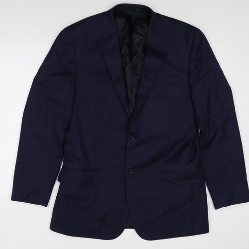 T.M.JEWIN Mens Blue Wool Jacket Suit Jacket Size 42 Regular