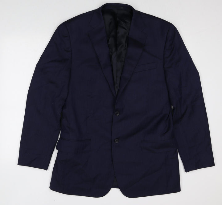 T.M.JEWIN Mens Blue Wool Jacket Suit Jacket Size 42 Regular