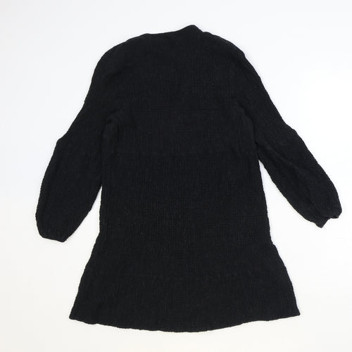 Zara Womens Black Polyester A-Line Size M V-Neck Pullover