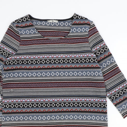 TU Womens Multicoloured Geometric Polyester Shift Size 12 Scoop Neck Pullover