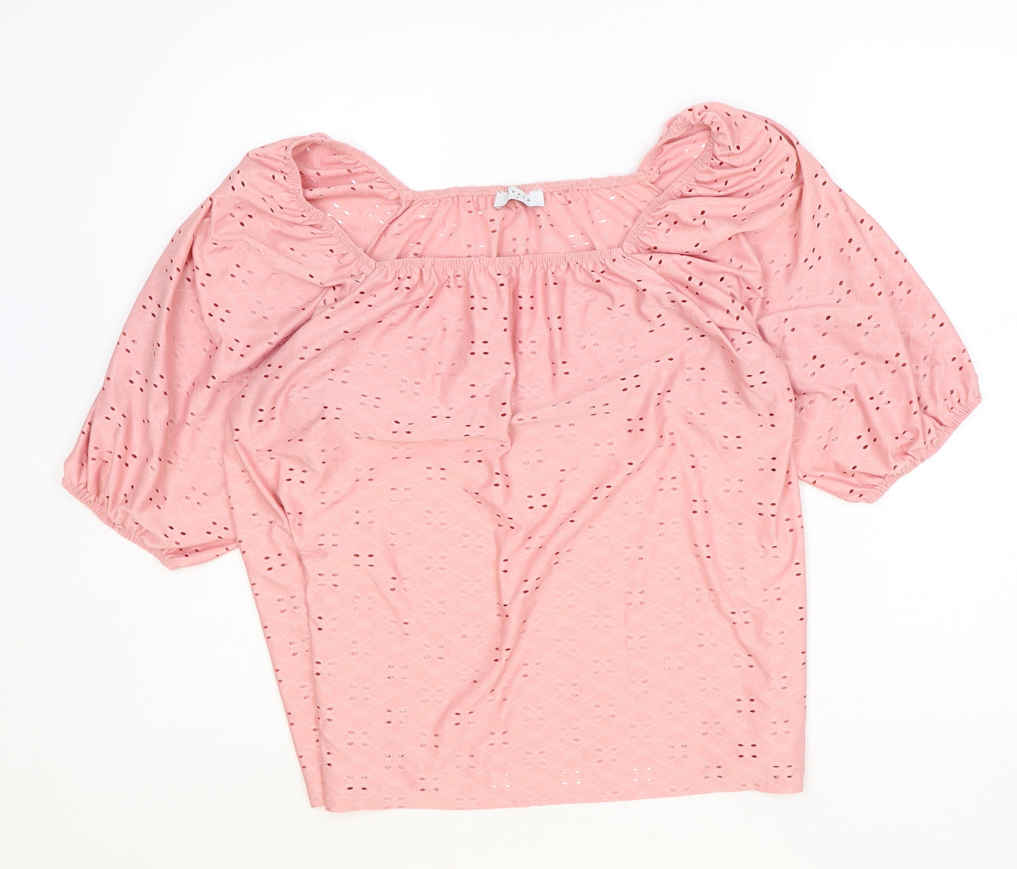 Papaya Womens Pink Polyester Basic Blouse Size 14 Square Neck
