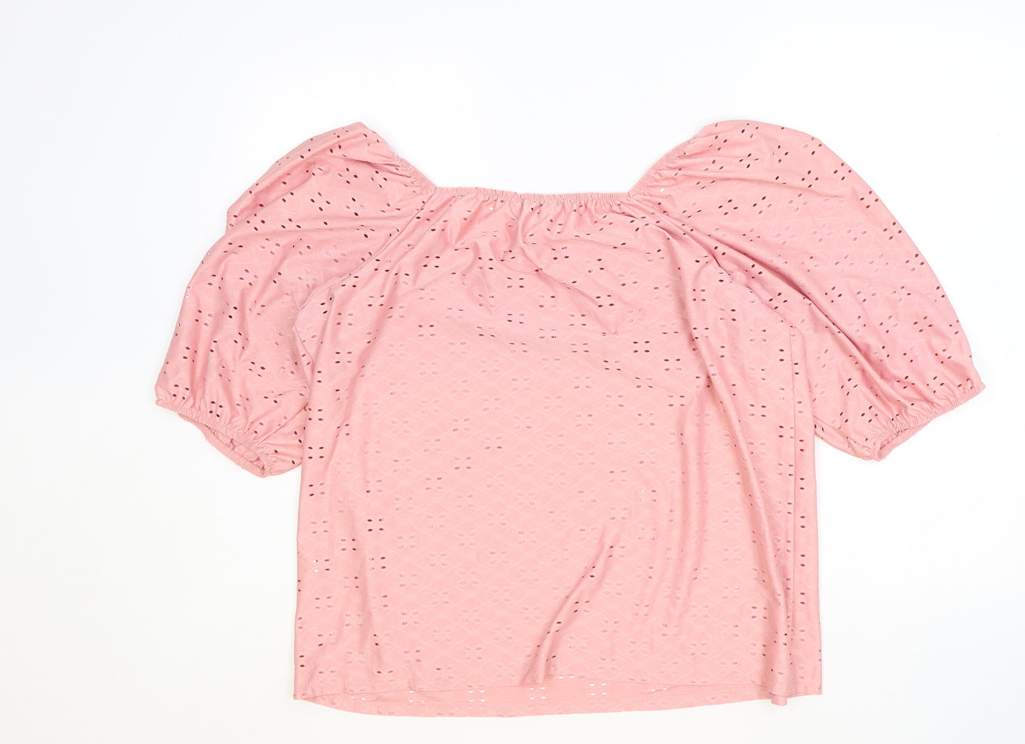 Papaya Womens Pink Polyester Basic Blouse Size 14 Square Neck