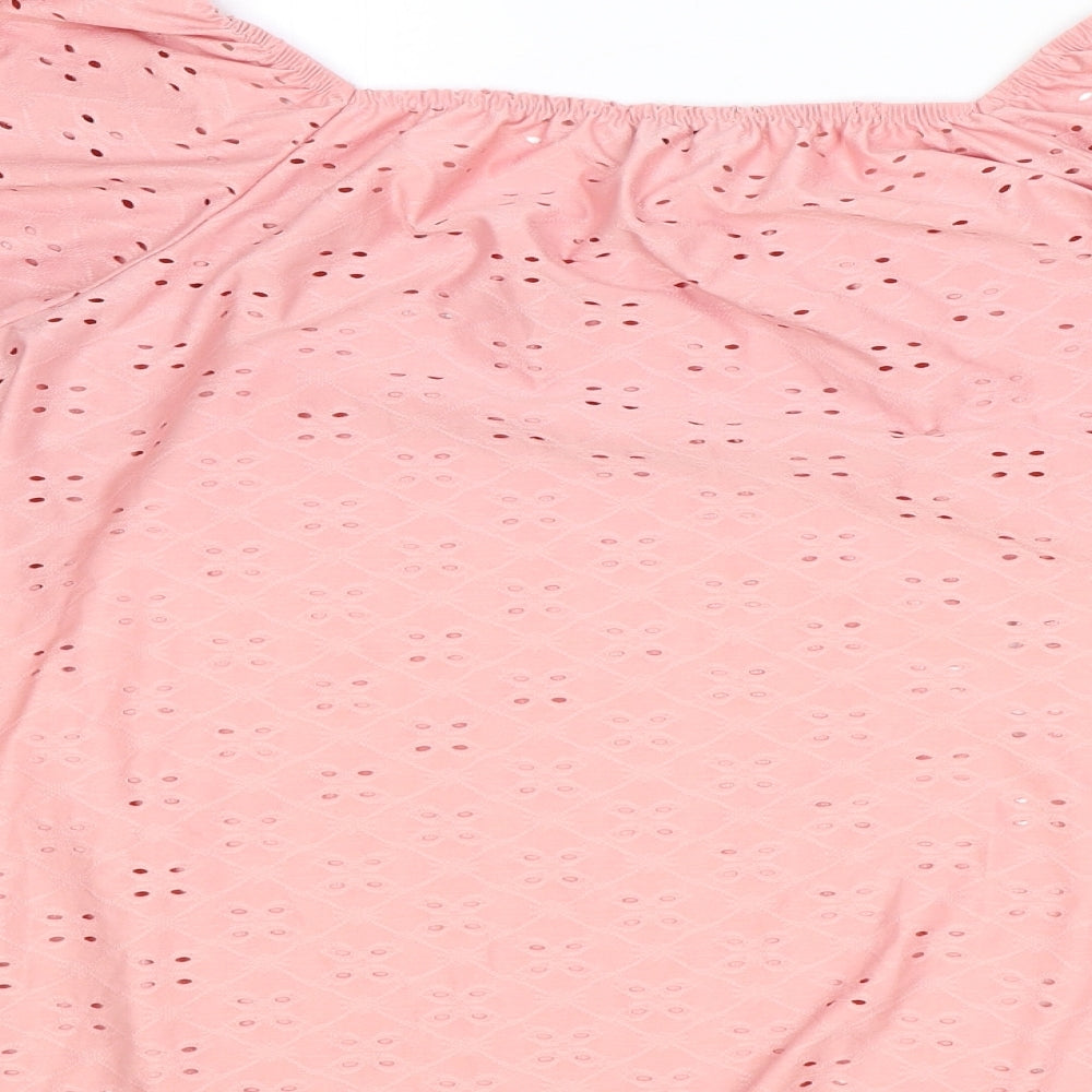 Papaya Womens Pink Polyester Basic Blouse Size 14 Square Neck