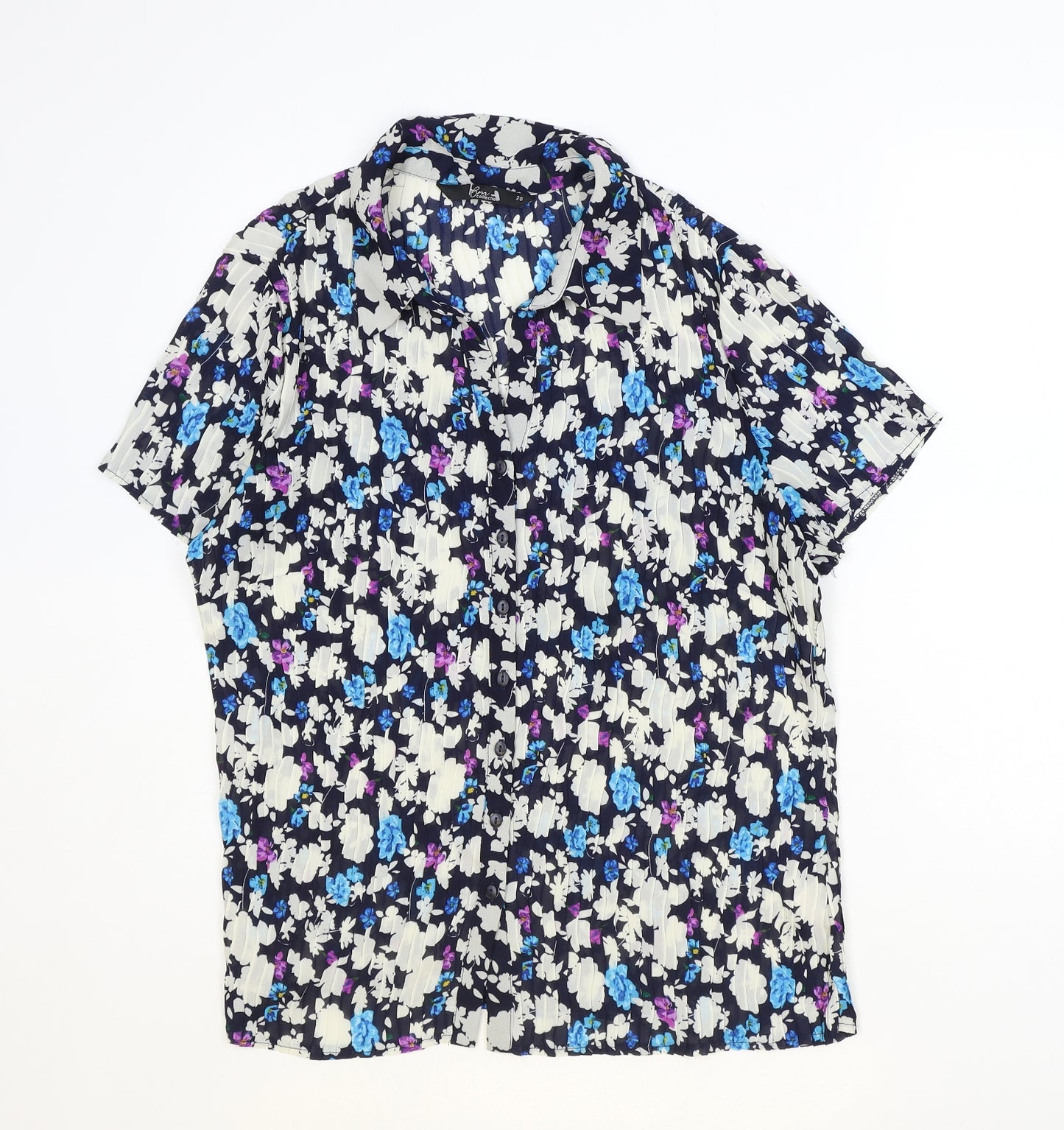 Bm Collection Womens Multicoloured Floral Polyester Basic Button-Up Size 20 Collared