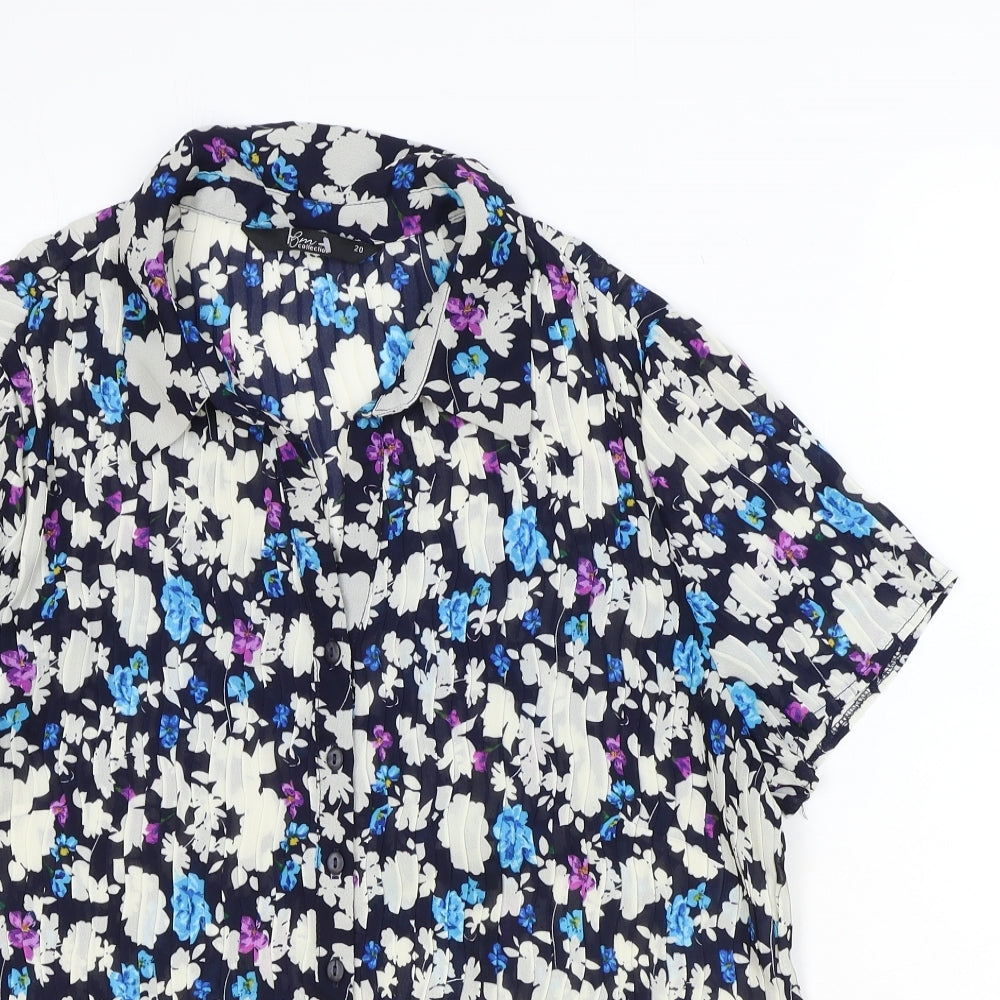 Bm Collection Womens Multicoloured Floral Polyester Basic Button-Up Size 20 Collared
