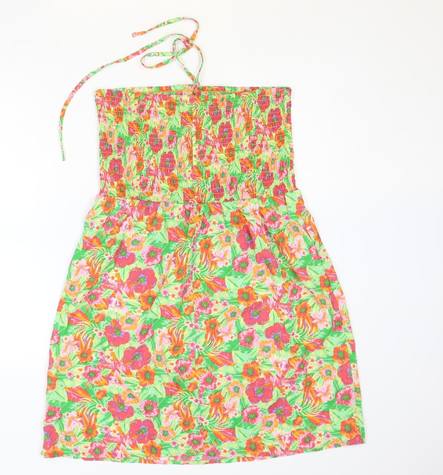 Primark Womens Multicoloured Floral Polyester Skater Dress Size M Halter Tie