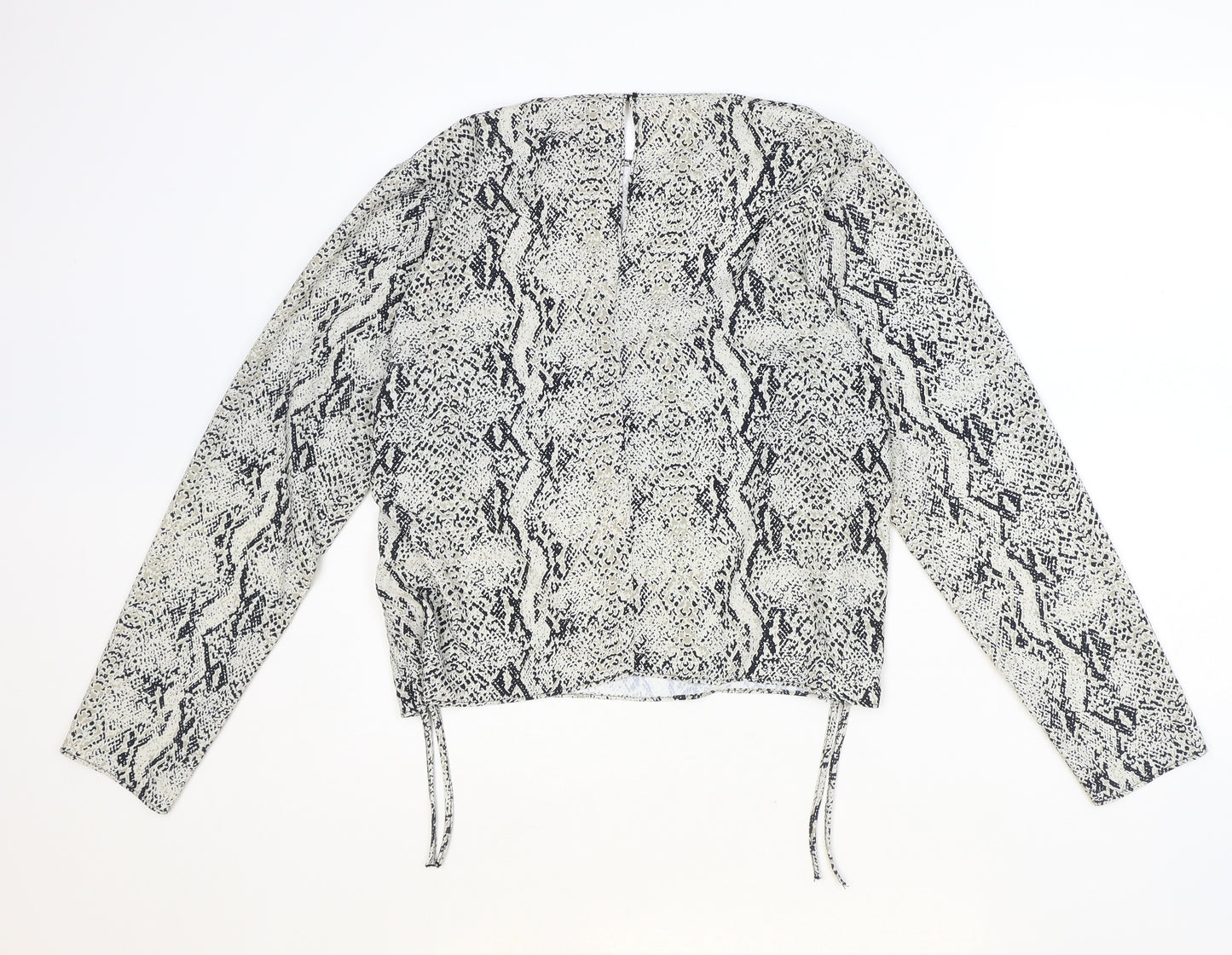 Primark Womens Beige Animal Print Polyester Basic Blouse Size 12 Round Neck - Snake Print