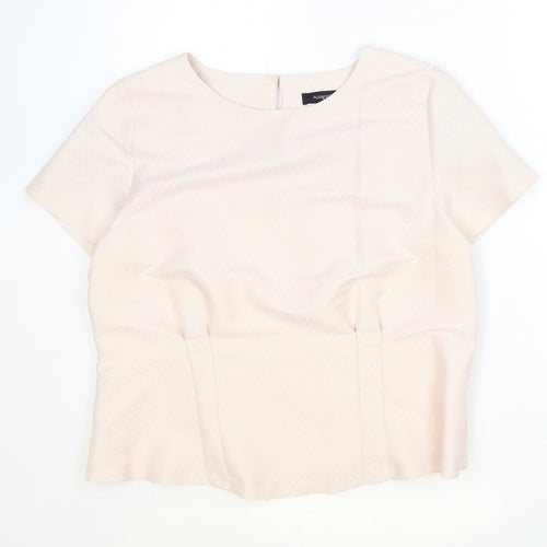 Marks and Spencer Womens Pink Polyester Basic Blouse Size 14 Round Neck