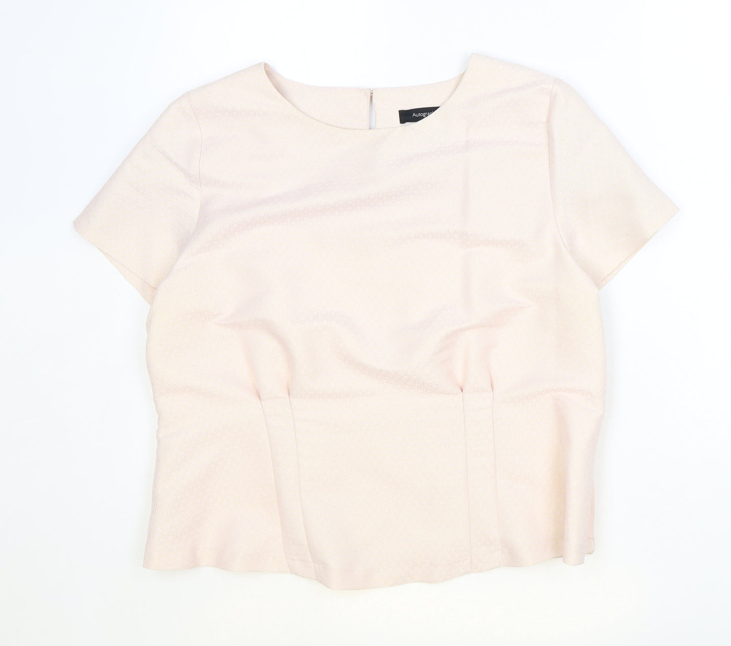 Marks and Spencer Womens Pink Polyester Basic Blouse Size 14 Round Neck