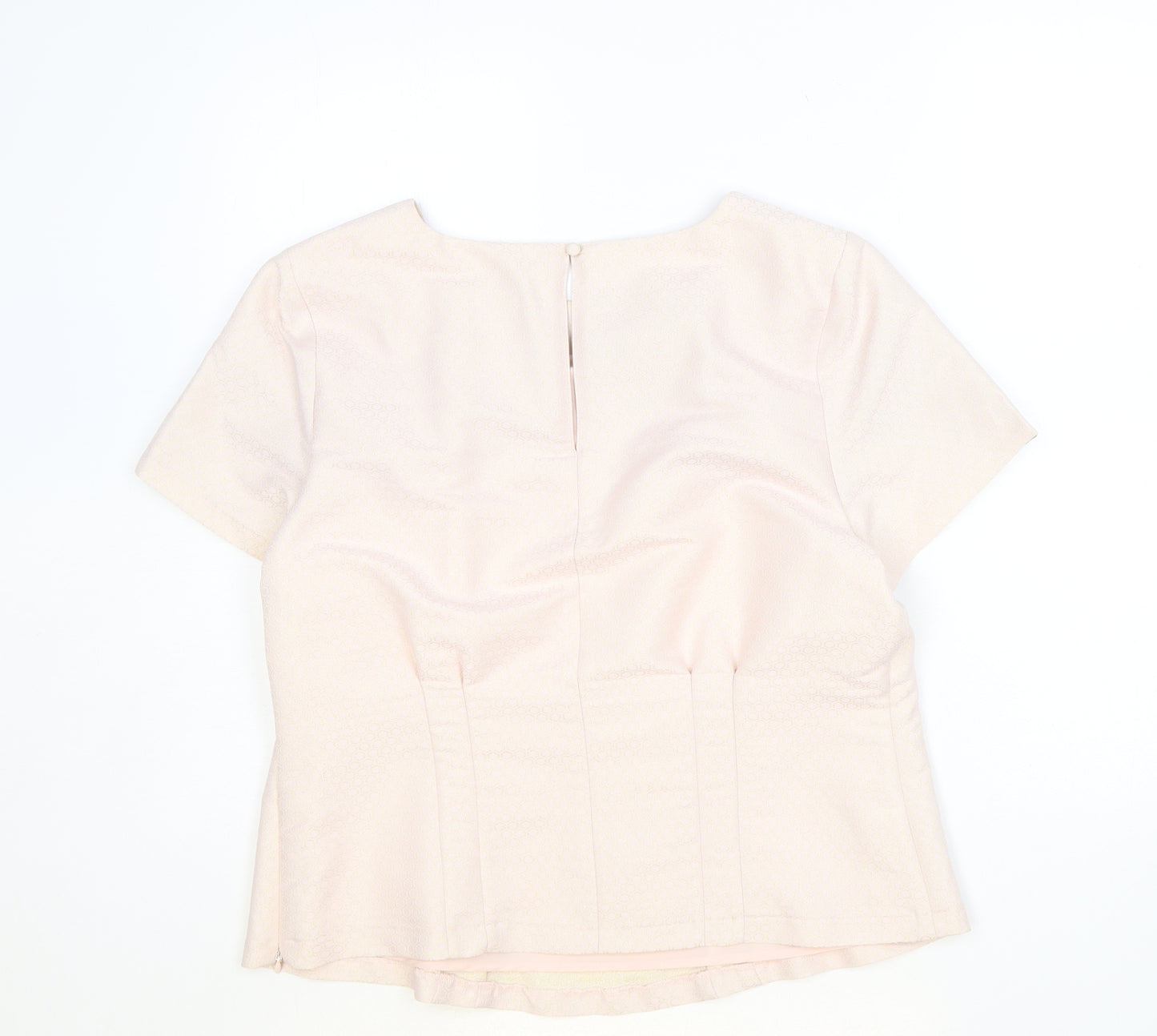 Marks and Spencer Womens Pink Polyester Basic Blouse Size 14 Round Neck