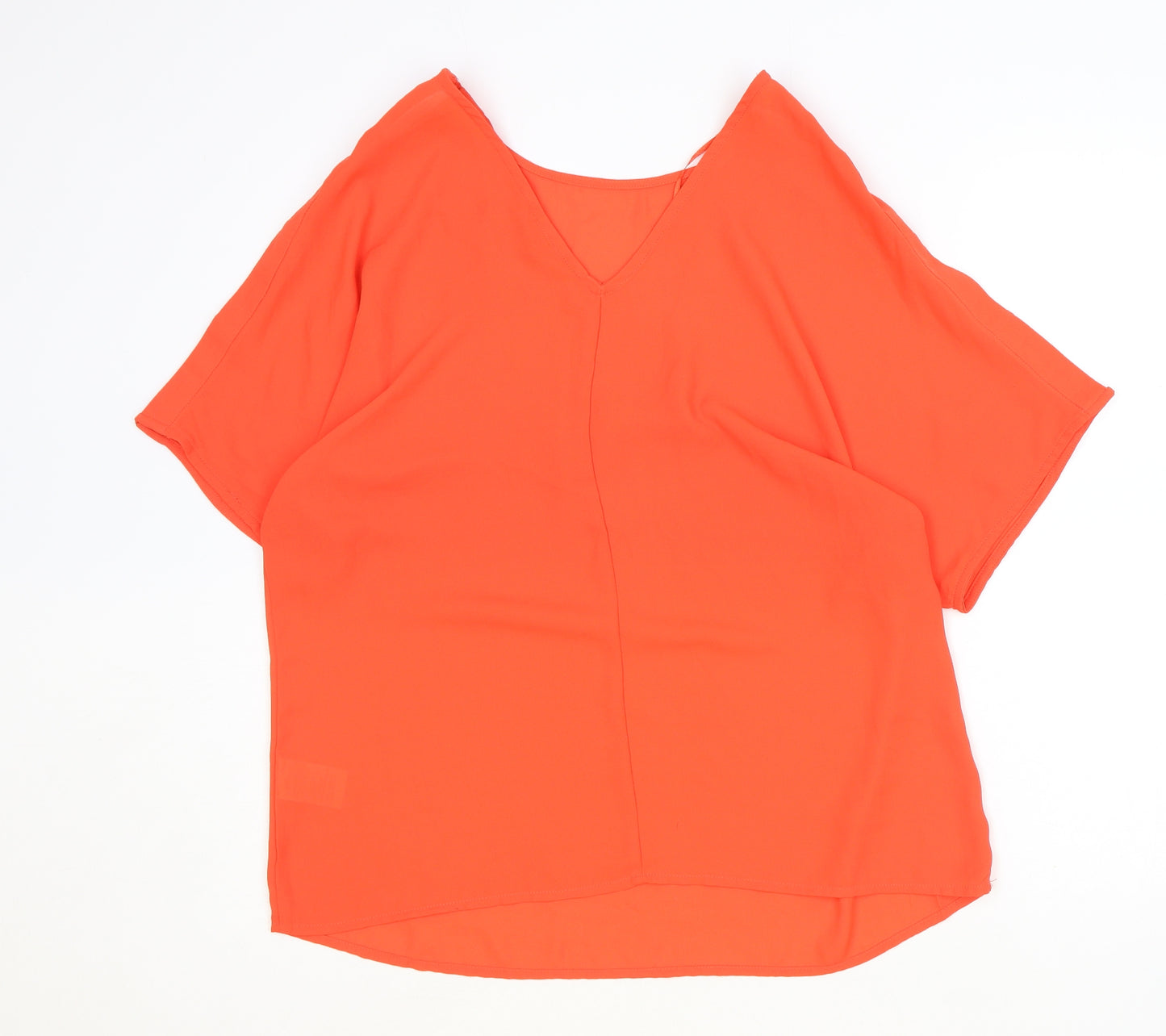Peacocks Womens Red Polyester Basic Blouse Size 12 V-Neck