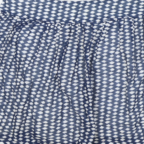 Oasis Womens Blue Geometric Cotton Skater Skirt Size 12 Zip