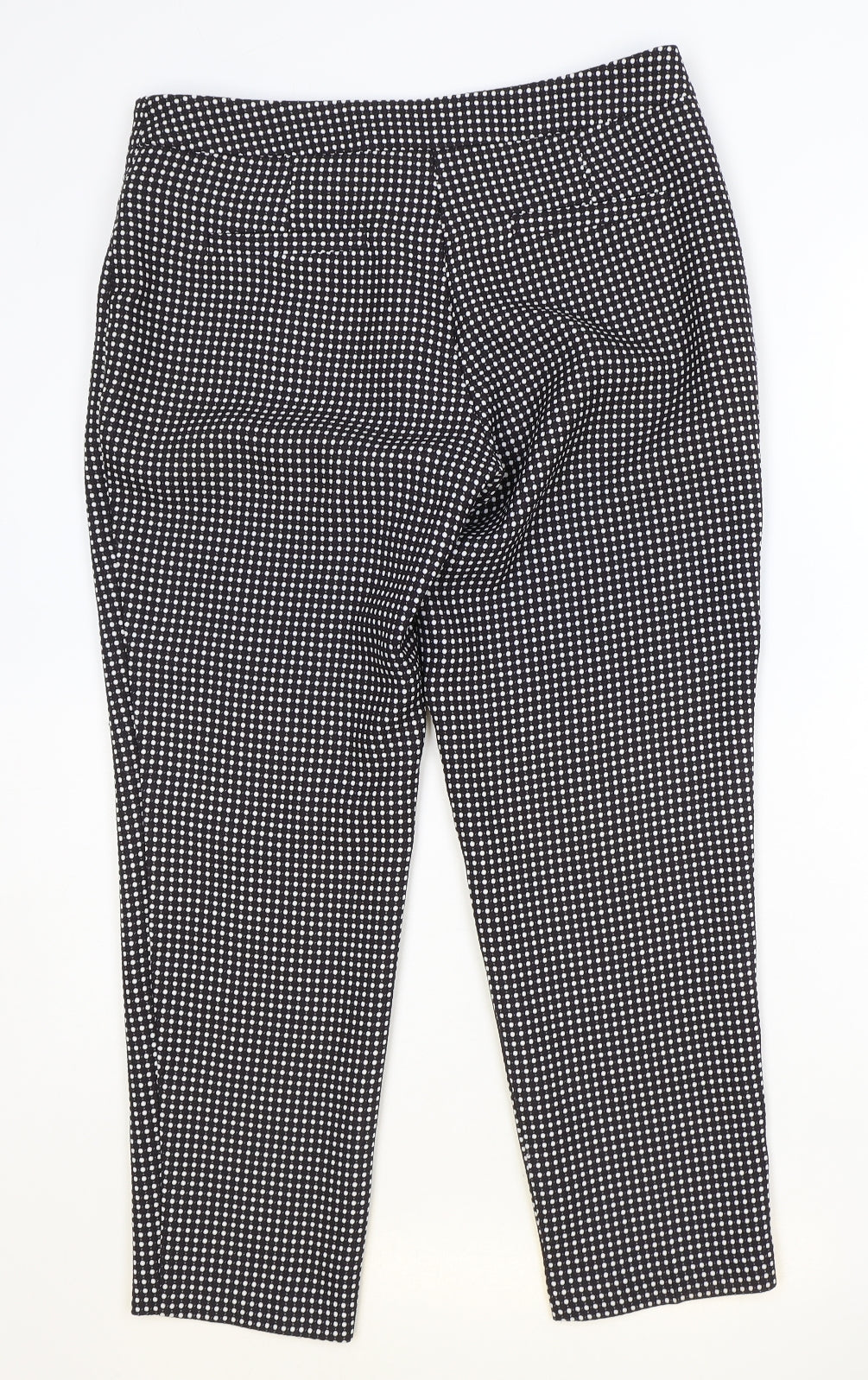 Dorothy Perkins Womens Black Geometric Polyester Trousers Size 12 Regular Zip