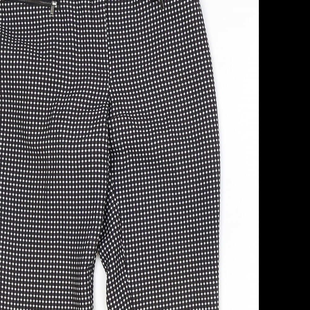 Dorothy Perkins Womens Black Geometric Polyester Trousers Size 12 Regular Zip