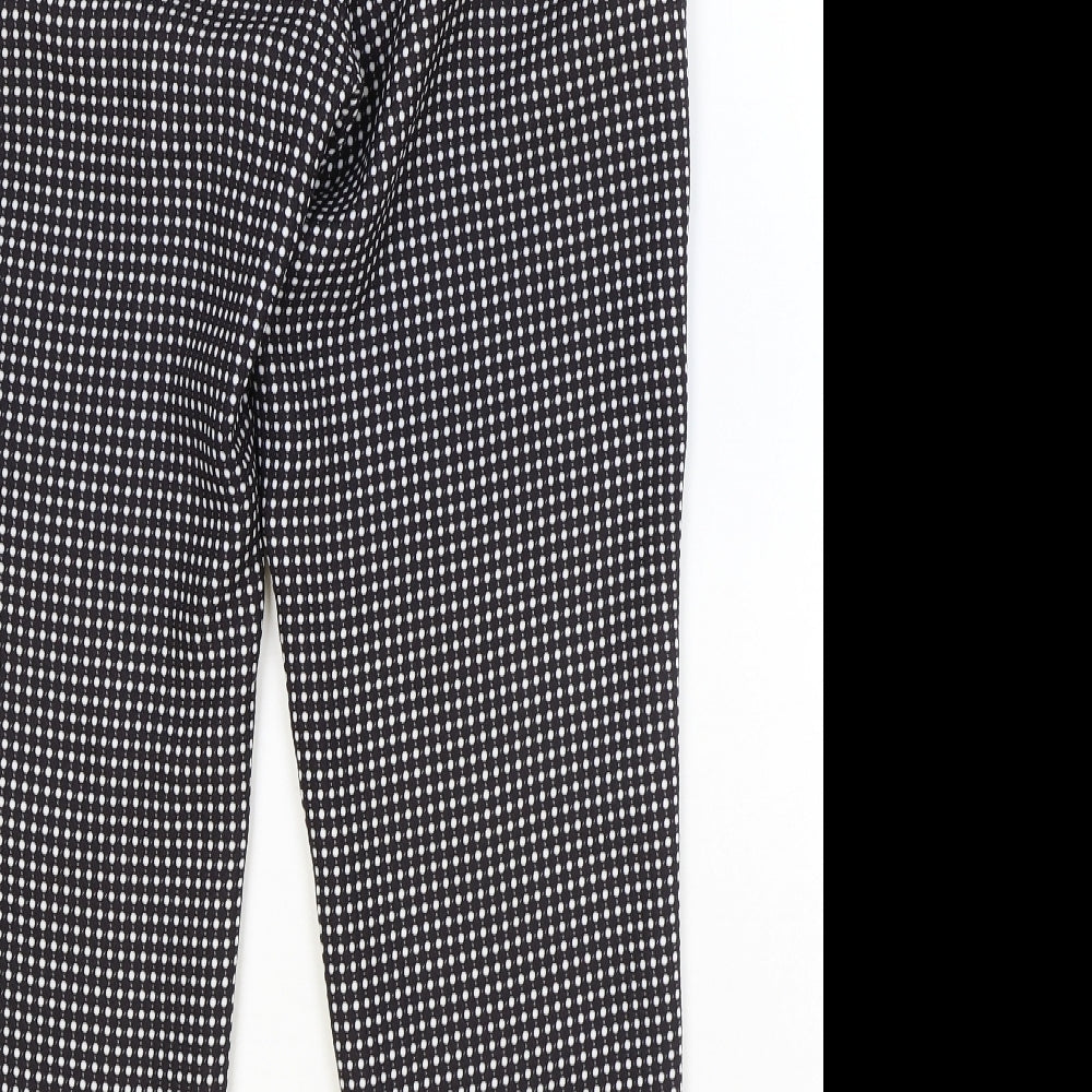 Dorothy Perkins Womens Black Geometric Polyester Trousers Size 12 Regular Zip