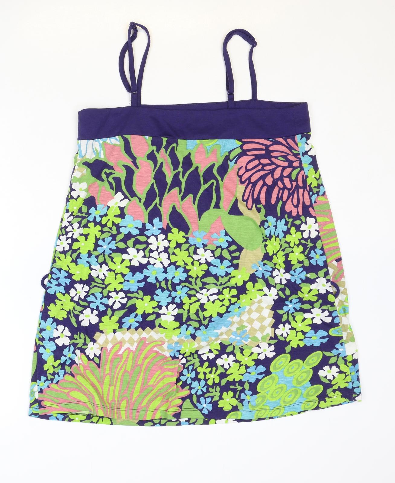 Atmosphere Womens Multicoloured Floral Viscose Trapeze & Swing Size 12 Square Neck Pullover