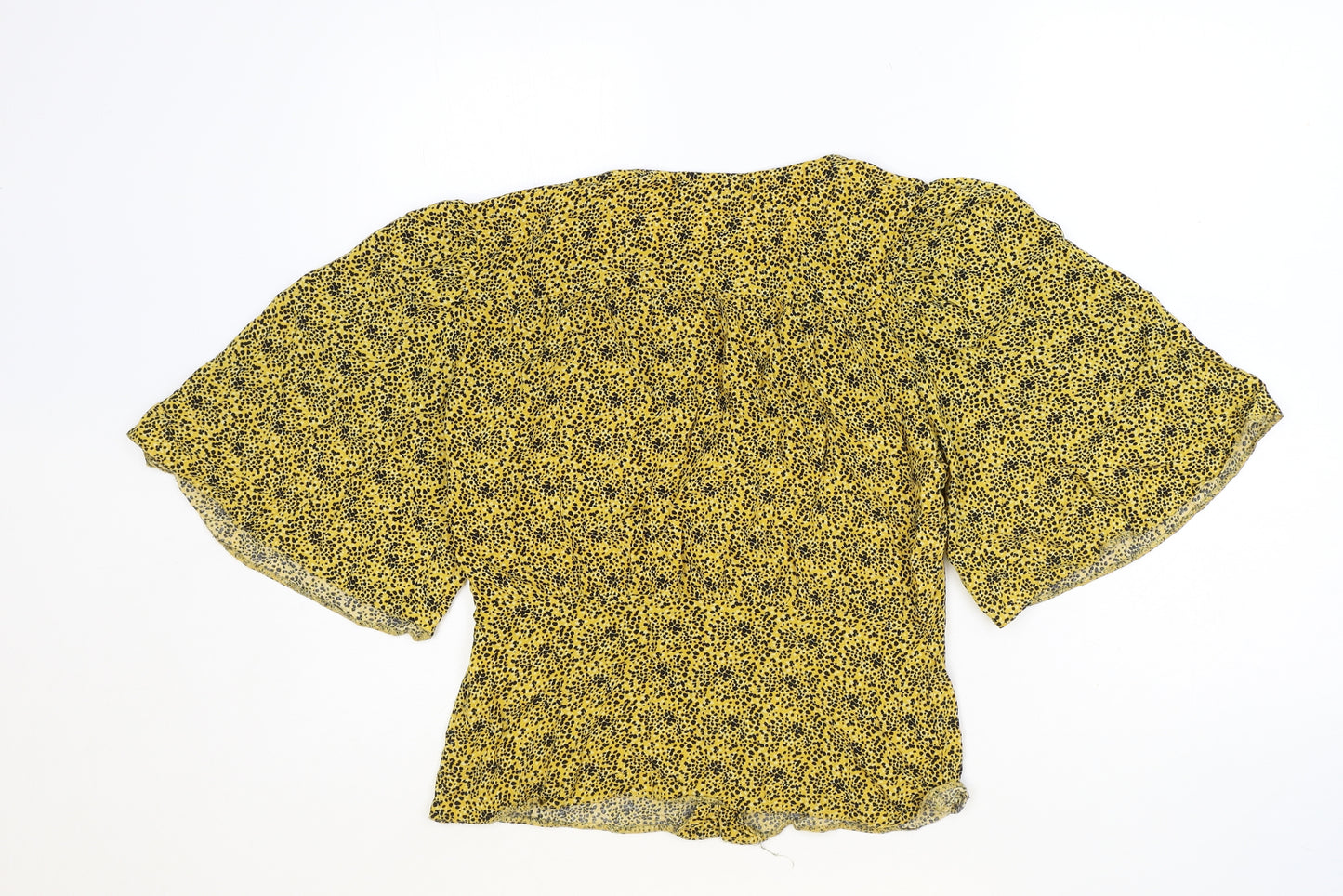 Yessica Womens Yellow Geometric Viscose Basic Blouse Size 8 V-Neck