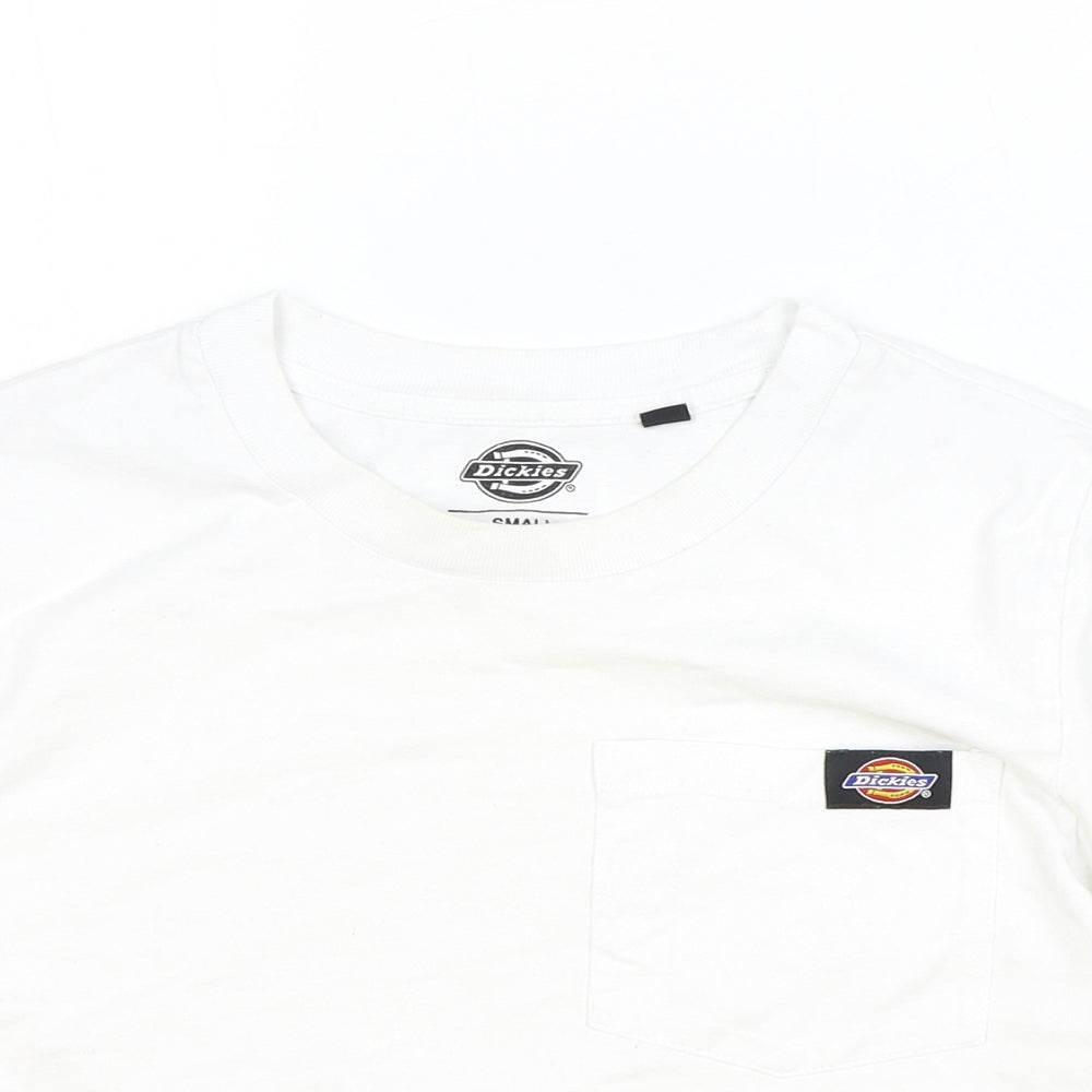 Dickies Womens Ivory 100% Cotton Cropped T-Shirt Size S Round Neck