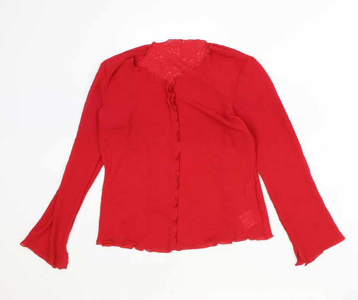 PRIESS Womens Red Polyester Basic Blouse Size 12 V-Neck