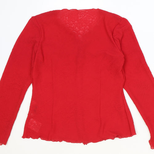 PRIESS Womens Red Polyester Basic Blouse Size 12 V-Neck