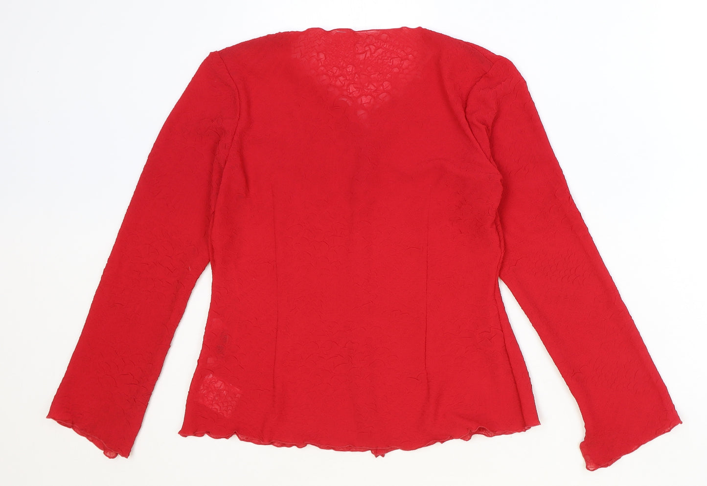 PRIESS Womens Red Polyester Basic Blouse Size 12 V-Neck