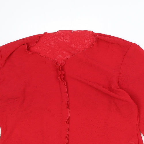 PRIESS Womens Red Polyester Basic Blouse Size 12 V-Neck