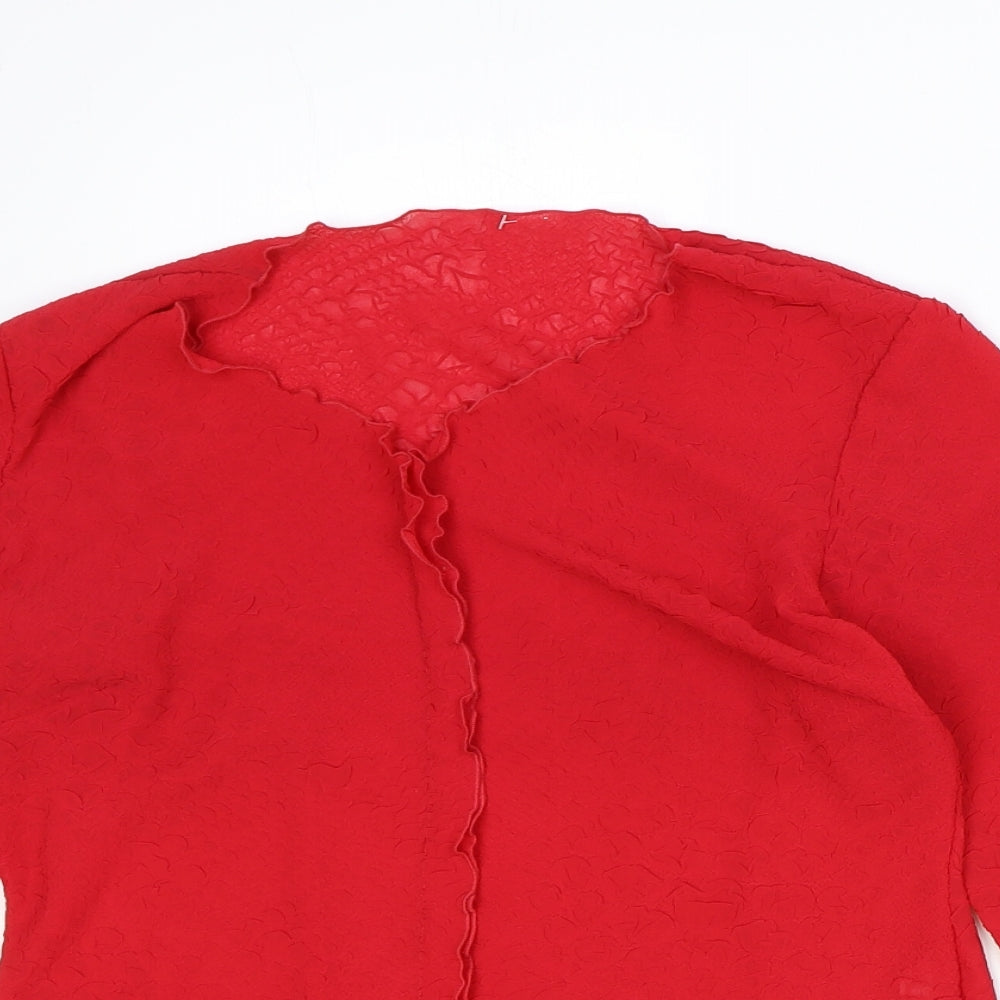 PRIESS Womens Red Polyester Basic Blouse Size 12 V-Neck