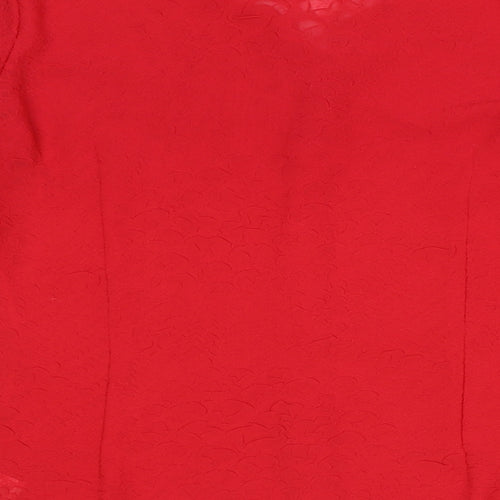 PRIESS Womens Red Polyester Basic Blouse Size 12 V-Neck