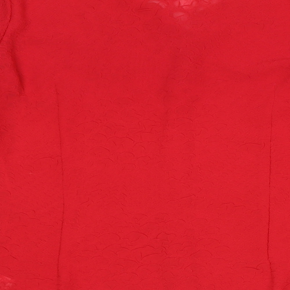PRIESS Womens Red Polyester Basic Blouse Size 12 V-Neck