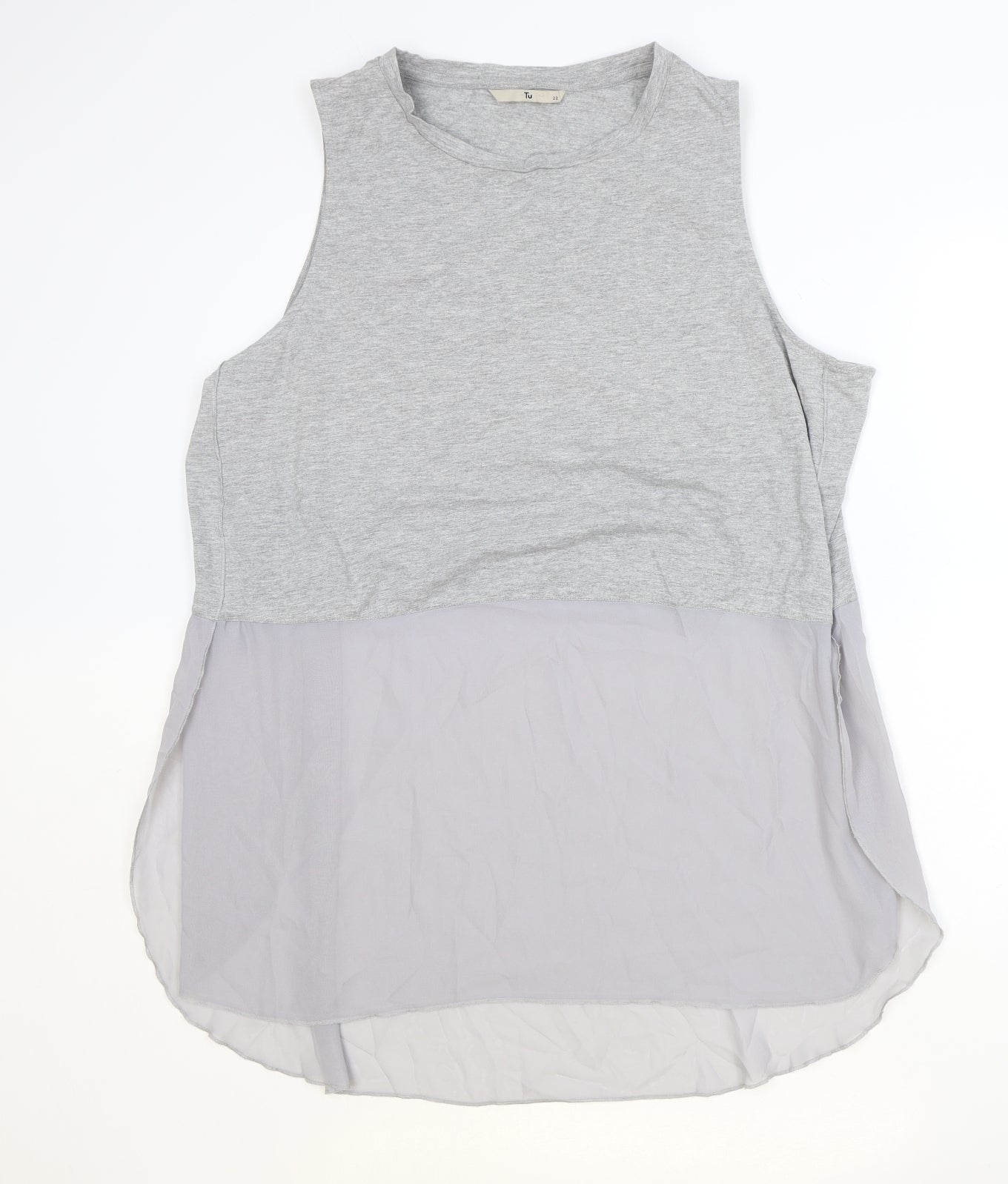 TU Womens Green Cotton Basic Tank Size 22 Round Neck