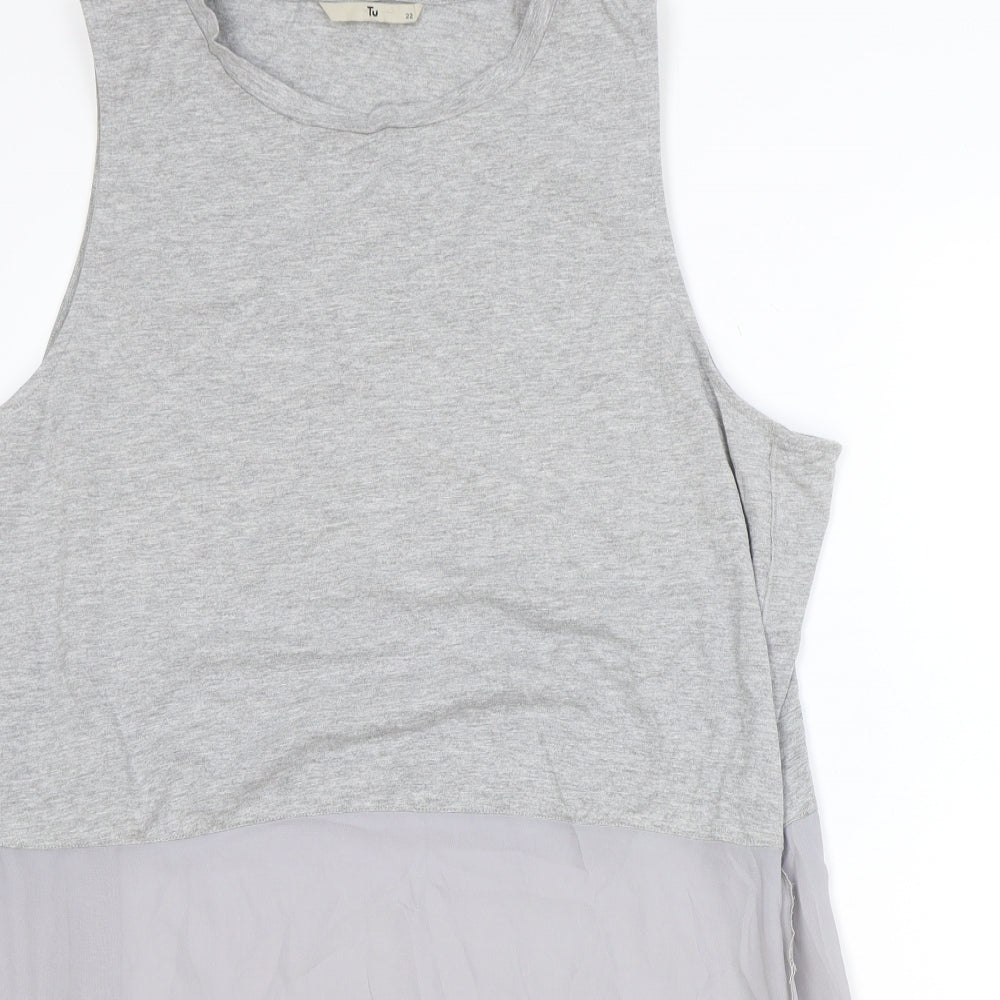 TU Womens Green Cotton Basic Tank Size 22 Round Neck