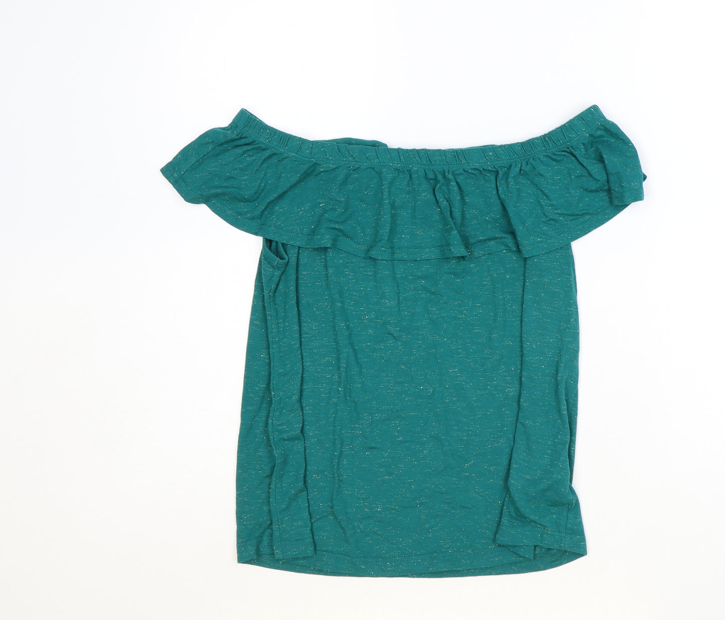 NEXT Womens Green Viscose Basic T-Shirt Size 8 Off the Shoulder