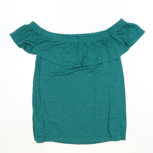 NEXT Womens Green Viscose Basic T-Shirt Size 8 Off the Shoulder