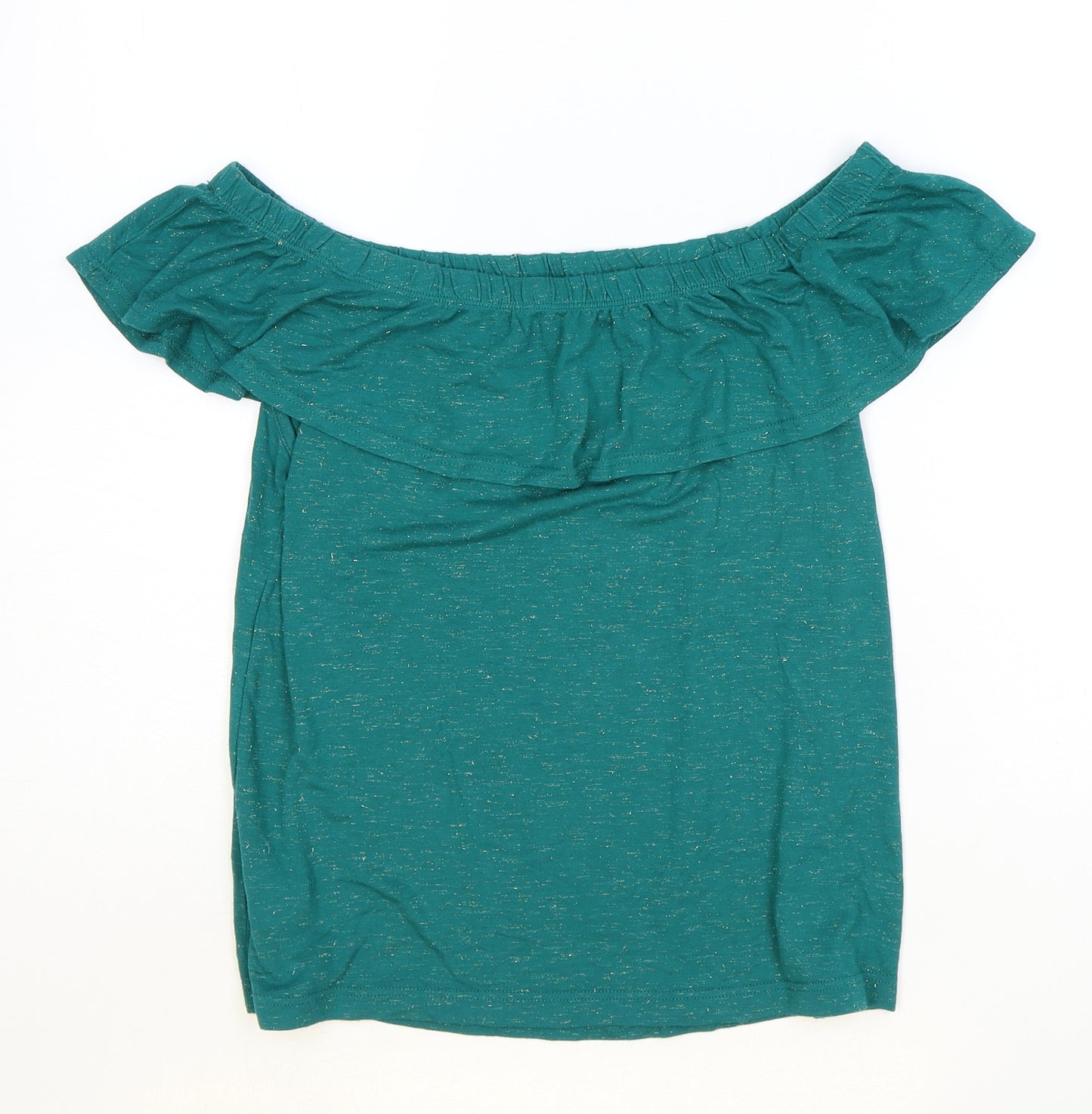 NEXT Womens Green Viscose Basic T-Shirt Size 8 Off the Shoulder