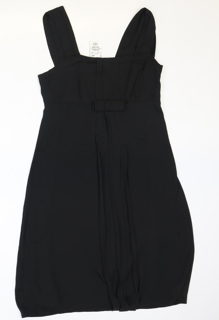 H&M Womens Black Polyester Trapeze & Swing Size 12 Square Neck Zip