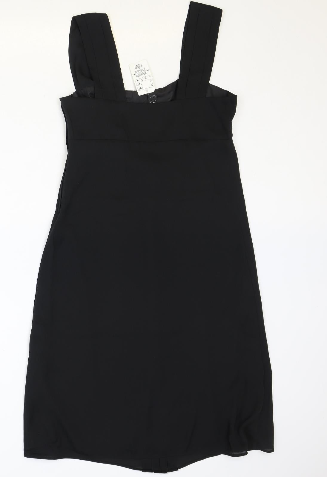 H&M Womens Black Polyester Trapeze & Swing Size 12 Square Neck Zip