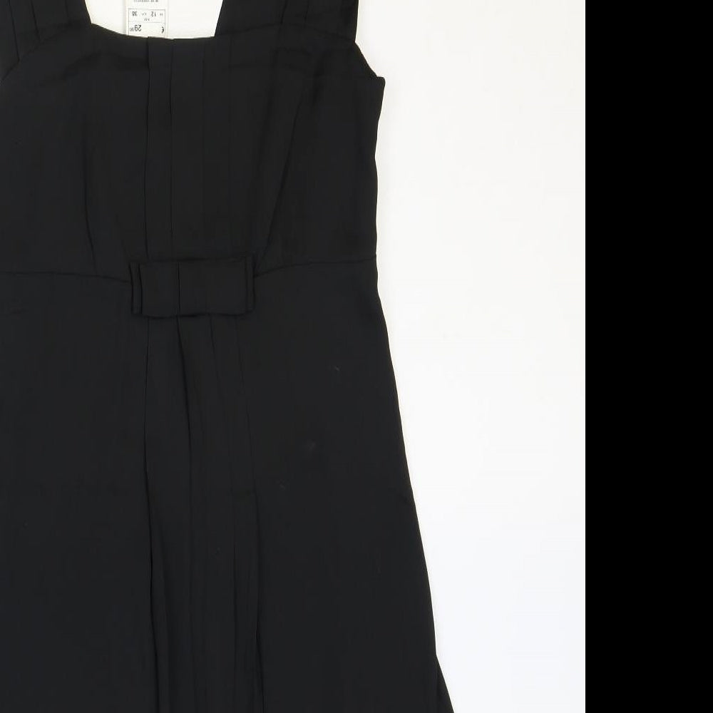 H&M Womens Black Polyester Trapeze & Swing Size 12 Square Neck Zip