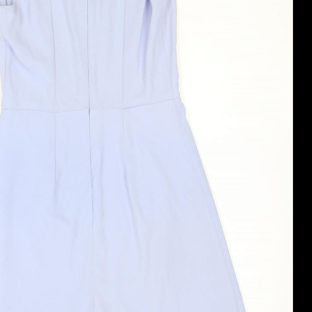 New Look Womens Blue Polyester A-Line Size 8 V-Neck Zip