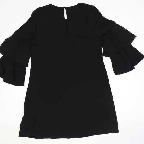 New Look Womens Black Polyester A-Line Size 10 Round Neck Button