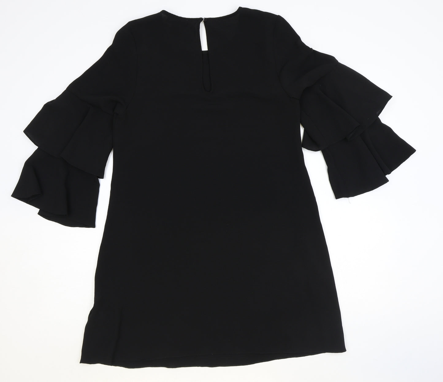 New Look Womens Black Polyester A-Line Size 10 Round Neck Button