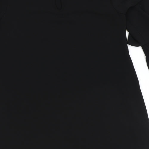 New Look Womens Black Polyester A-Line Size 10 Round Neck Button