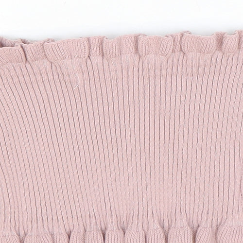 PRETTYLITTLETHING Womens Pink Polyester Basic Tank Size 10 Off the Shoulder