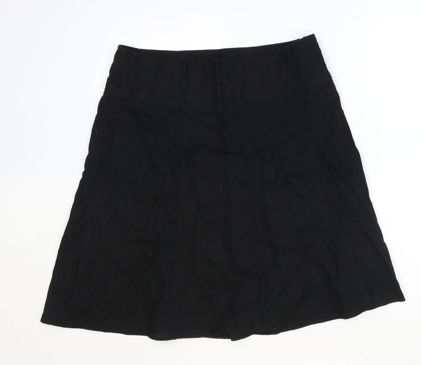 Dorothy Perkins Womens Black Linen Swing Skirt Size 14 Zip