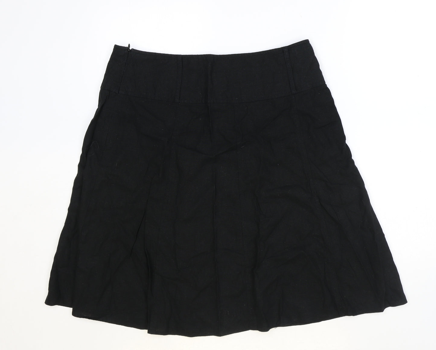 Dorothy Perkins Womens Black Linen Swing Skirt Size 14 Zip