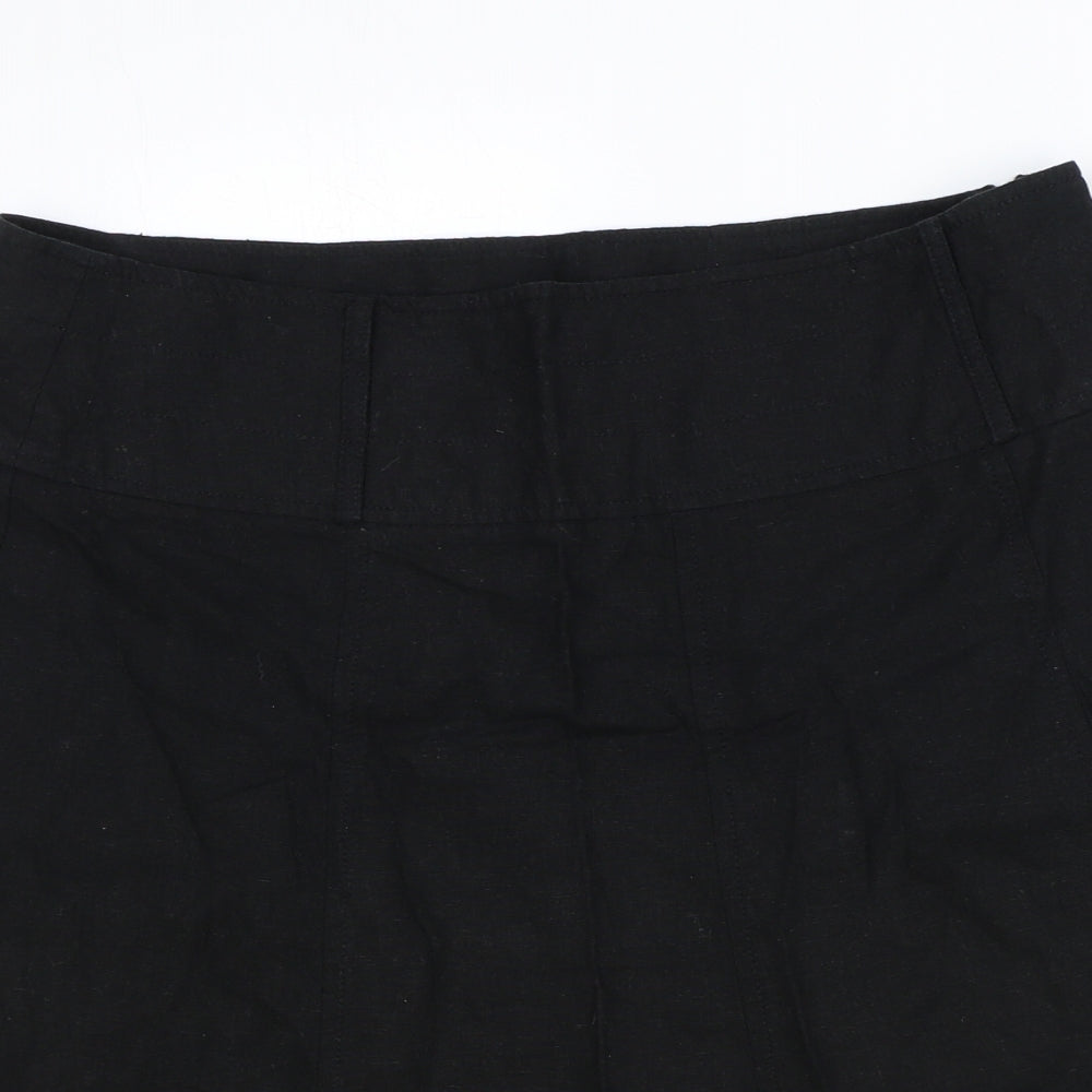 Dorothy Perkins Womens Black Linen Swing Skirt Size 14 Zip