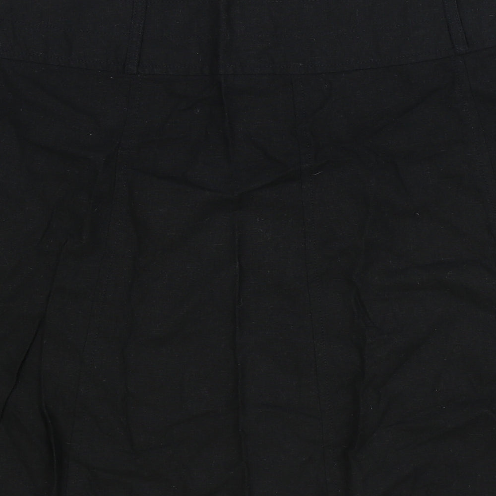 Dorothy Perkins Womens Black Linen Swing Skirt Size 14 Zip