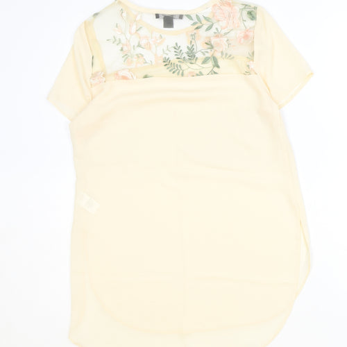Atmosphere Womens Beige Polyester Basic Blouse Size 8 Round Neck